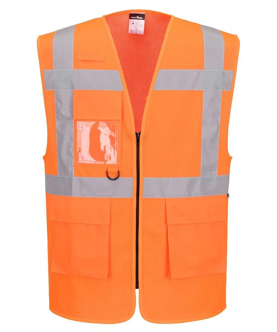 Portwest ES376 ES1 Essential Hi-Vis Mesh Executive Vest in Orange