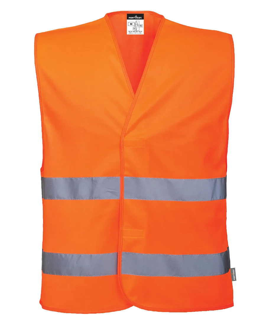 Portwest ES474 ES1 Essential Hi-Vis Two Band Vest in Orange
