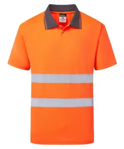 Portwest ES477 ES1 Essential Hi-Vis Polo Shirt Short Sleeve in Orange
