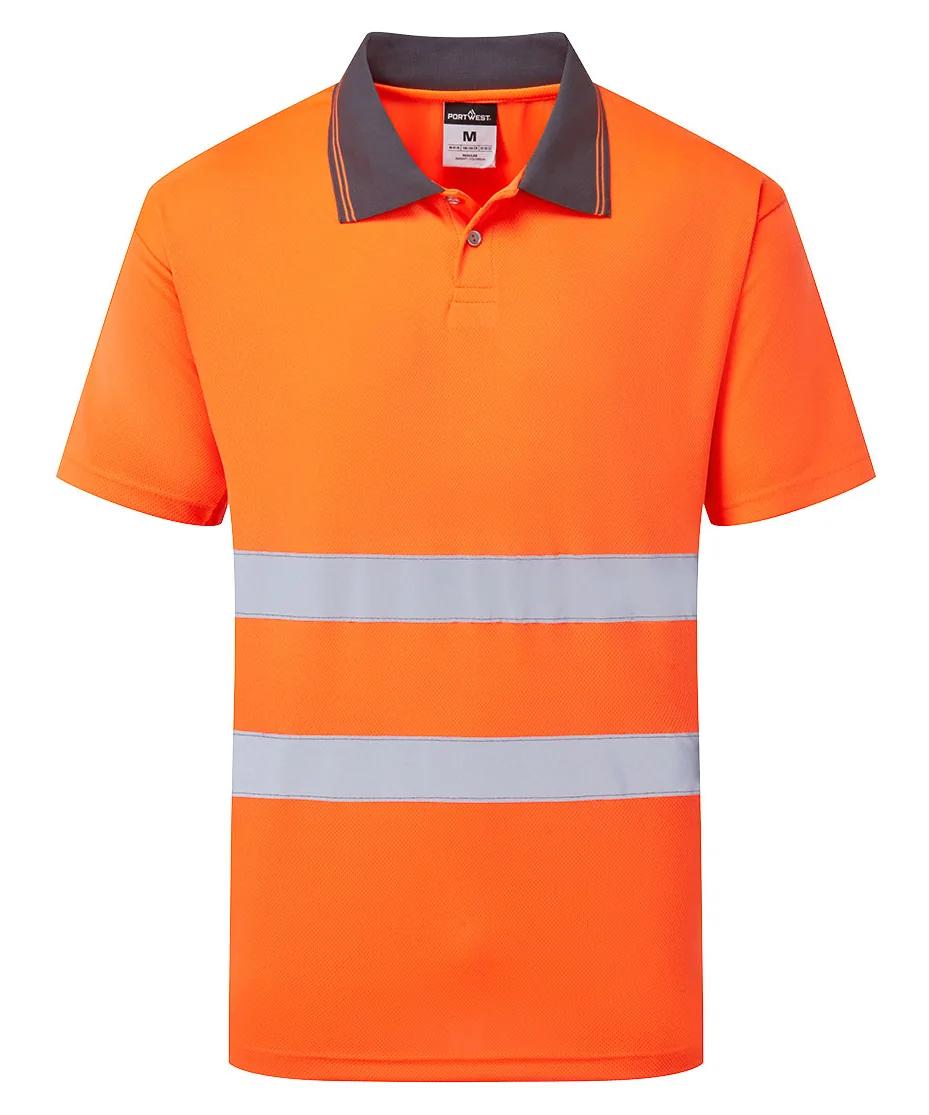 Portwest ES477 ES1 Essential Hi-Vis Polo Shirt Short Sleeve in Orange