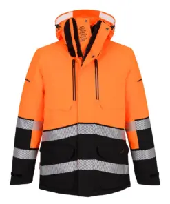 Portwest EV401 EV4 Hi-Vis Expedition Parka Jacket in Orange/Black