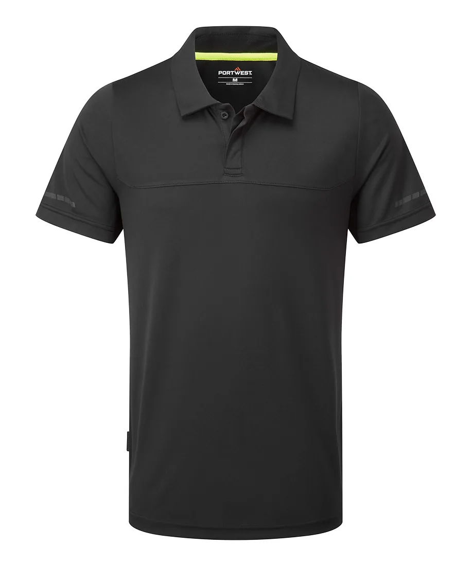Portwest EV410 EV4 Lightweight Polo Shirt Short Sleeve in Black