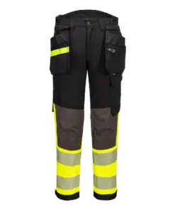 Portwest EV442 EV4 Hi-Vis Stretch Detachable Holster Class 1 Trousers in Yellow/Black