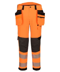 Portwest EV448 EV4 Hi-Vis Stretch Detachable Holster Class 2 Trousers in Orange/Black
