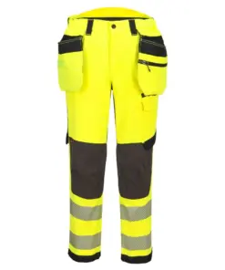 Portwest EV448 EV4 Hi-Vis Stretch Detachable Holster Class 2 Trousers in Yellow/Black