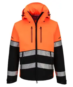 Portwest EV465 EV4 Hi-Vis Shell Jacket (3L) in Orange/Black