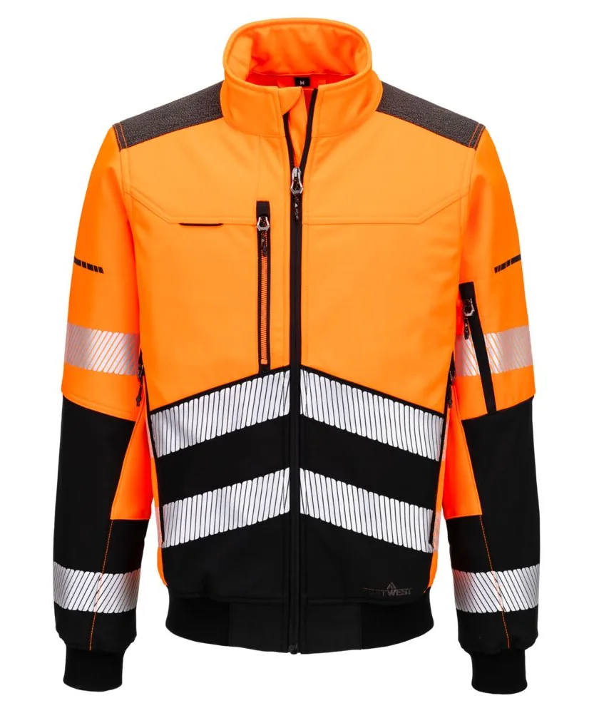 Portwest EV468 EV4 Hi-Vis Softshell Bomber (3L) in Orange/Black
