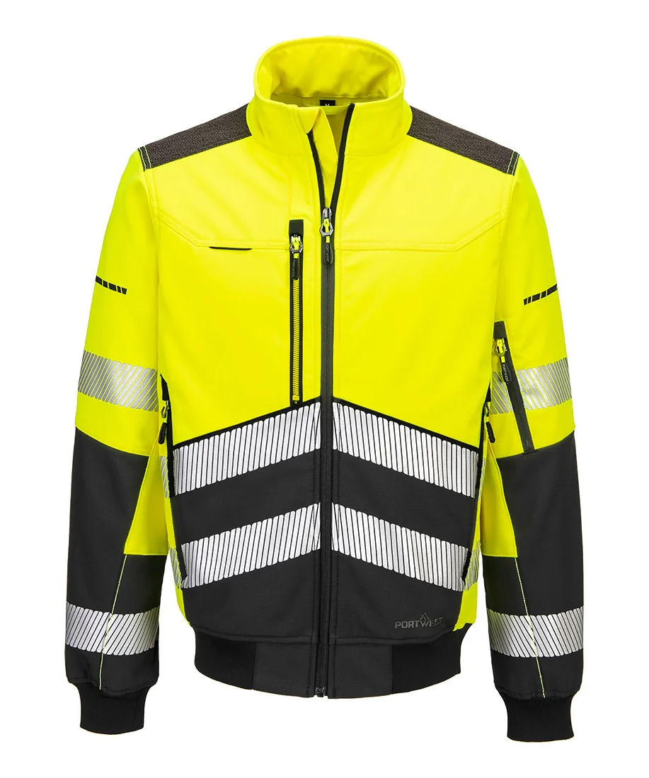 Portwest EV468 EV4 Hi-Vis Softshell Bomber (3L) in Yellow/Black