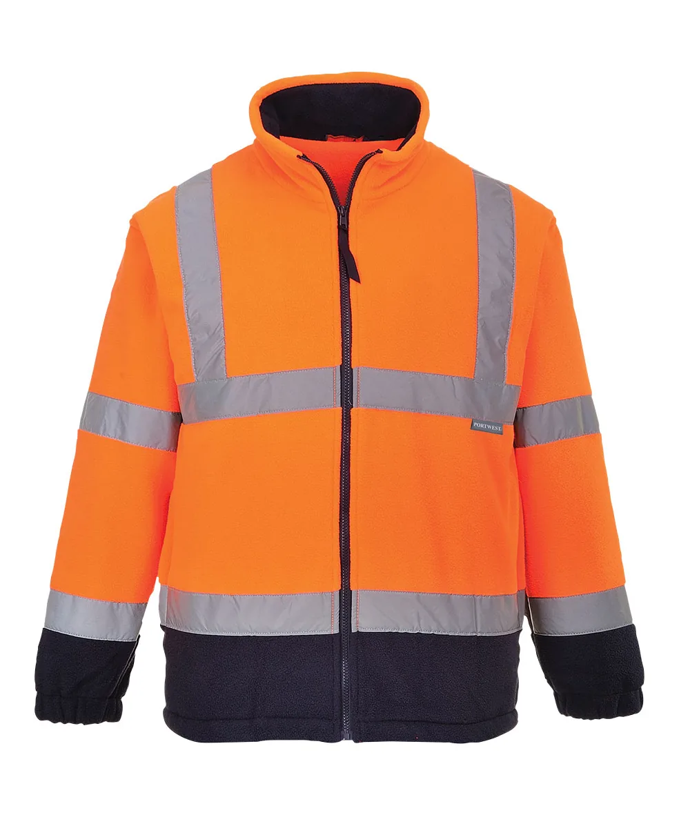 Portwest F301 Hi-Vis Contrast Fleece in Orange/Navy