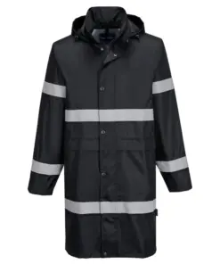 Portwest F437 Iona Rain Coat 100cm in Black