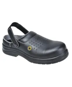 Portwest FC03 Composite Microfibre Clog SB ESD SRC A E FO in Black