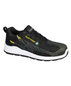 Portwest FC06 Composite Flynite Trainer S1PS SR FO in Black/Yellow