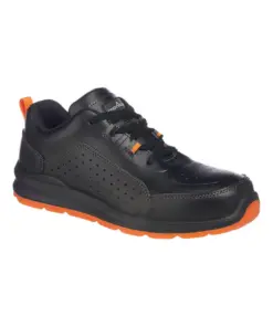 Portwest FC09 Composite Action Leather Trainer S1P SRC in Black/Orange