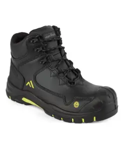 Portwest FC18 Composite Action Leather Mid Boot S3S ESD HRO SR SC FO in Black/Yellow