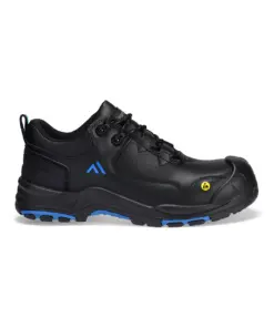 Portwest FC19 Composite Action Leather Low Shoe S3S ESD HRO SR SC FO in Black/Blue
