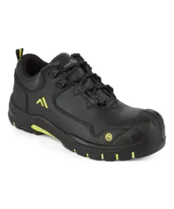 Portwest FC19 Composite Action Leather Low Shoe S3S ESD HRO SR SC FO in Black/Yellow