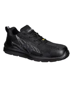 Portwest FC32 Composite Textile Trainer S1PS ESD SR FO in Black/Zoom Grey