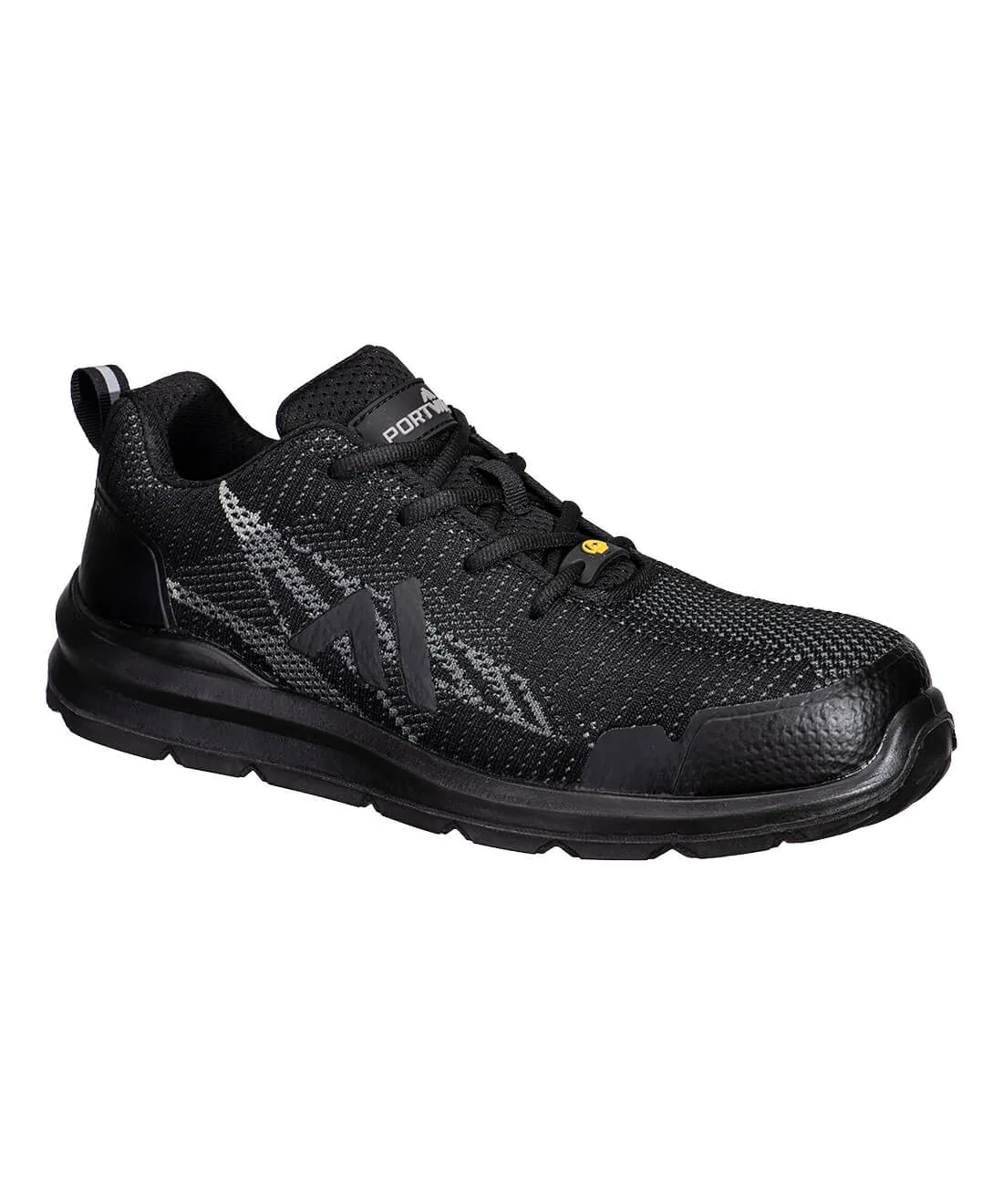 Portwest FC32 Composite Textile Trainer S1PS ESD SR FO in Black/Zoom Grey
