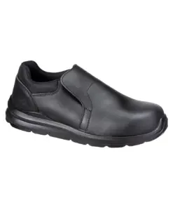 Portwest FC80 Composite Action Leather Slip On Shoes S3S SR FO in Black