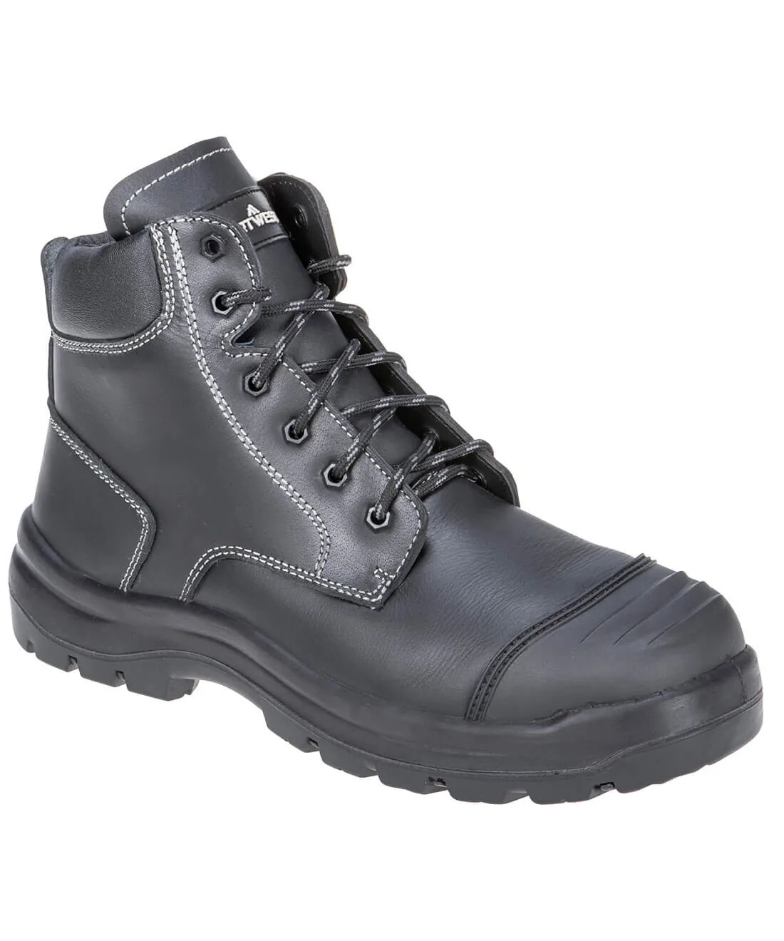Portwest FD10 Steel Leather Mid Boot S3 HRO FO SC HI CI LG SR in Black