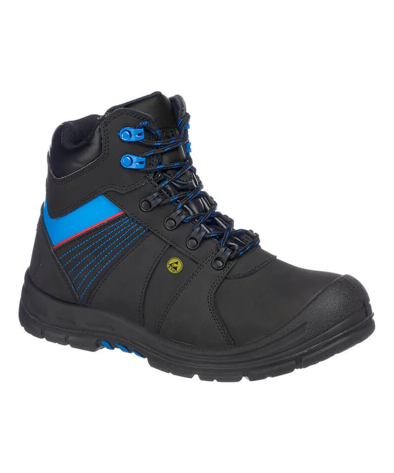 Portwest FD37 Composite Action Nubuck Ankle Boot S3 ESD HRO SRC in Black/Blue