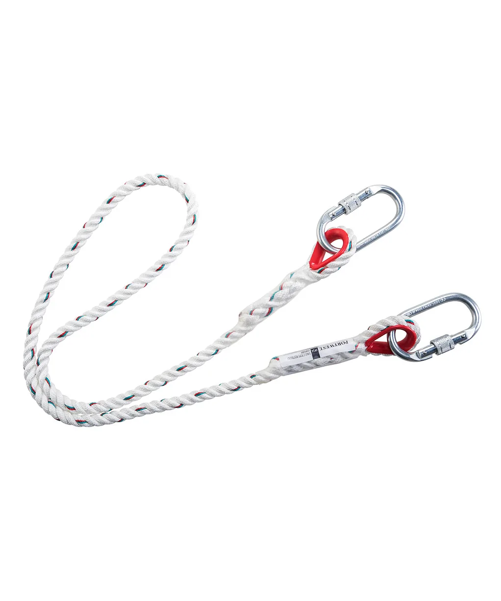 Portwest FP24 Single Rope 1.5m Restraint Lanyard in White