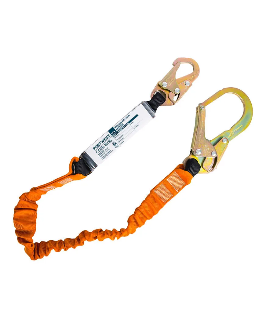 Portwest FP74 Single 140kg 1.8m Lanyard with Shock Absorber in Black/Orange