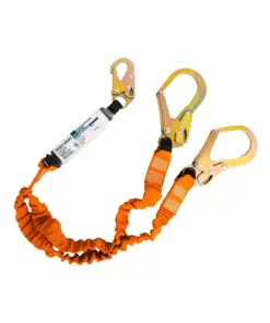 Portwest FP75 Double 140kg 1.8m Lanyard with Shock Absorber in Black/Orange