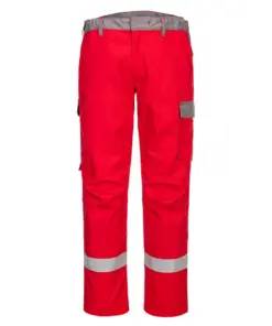 Portwest FR06 Bizflame Industry Two Tone FR Trousers in Red