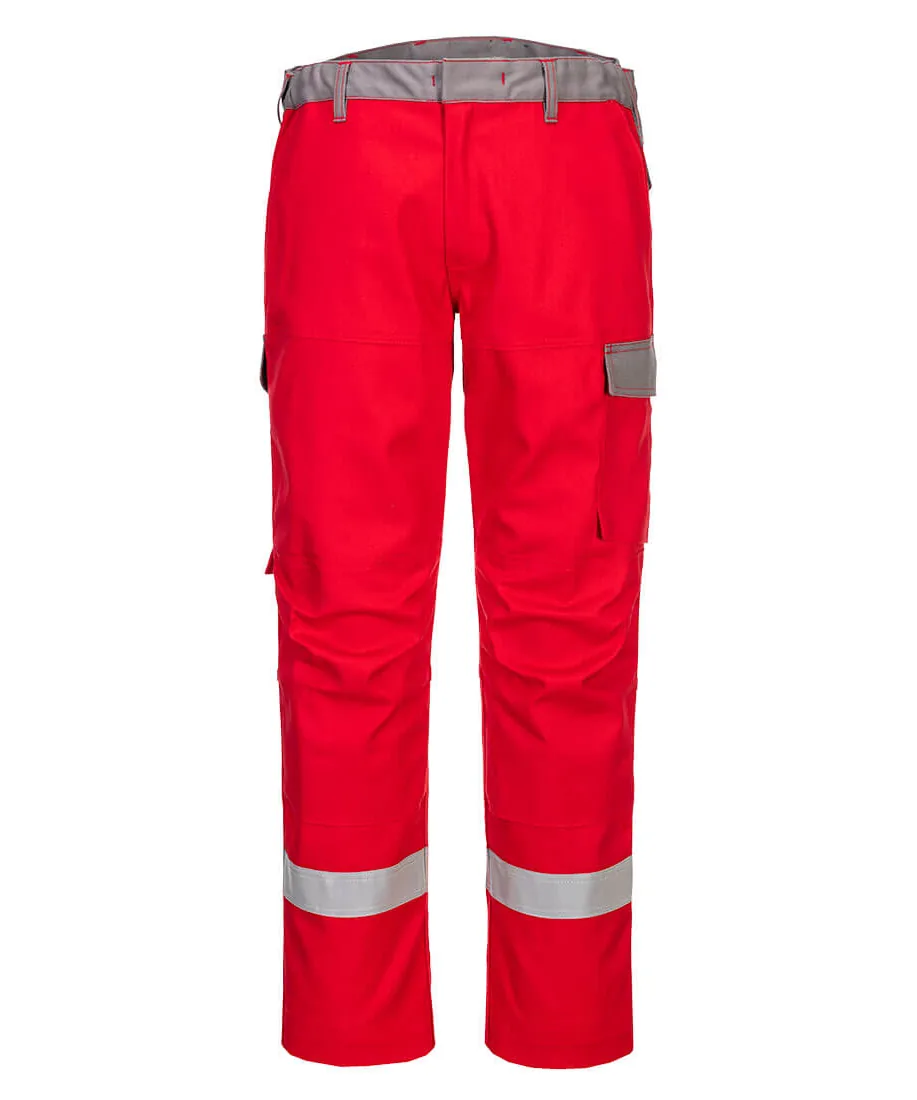 Portwest FR06 Bizflame Industry Two Tone FR Trousers in Red