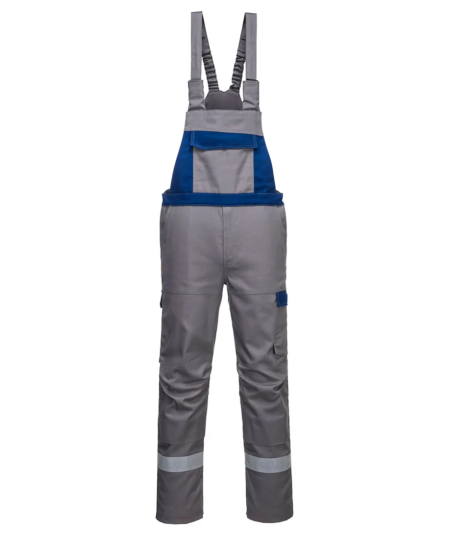 Portwest FR07 Bizflame Industry Two Tone FR Bib and Brace in Grey