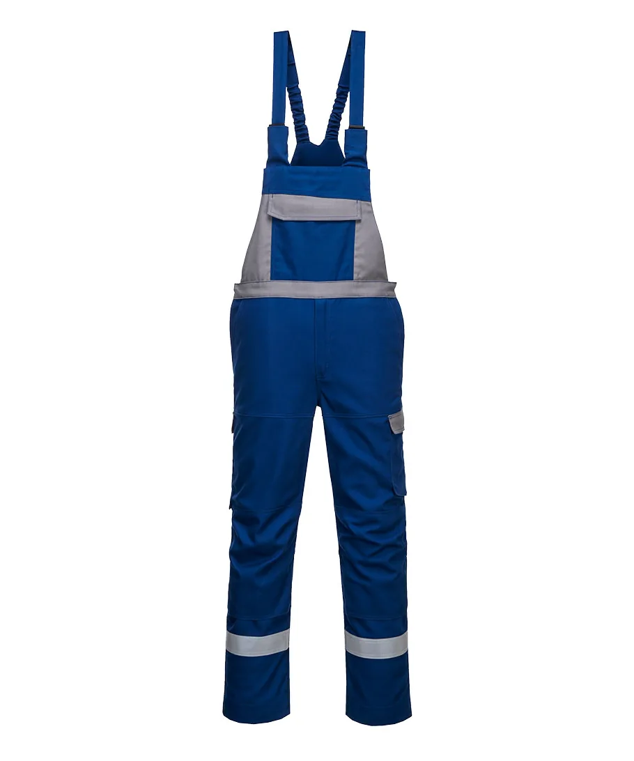 Portwest FR07 Bizflame Industry Two Tone FR Bib and Brace in Royal Blue
