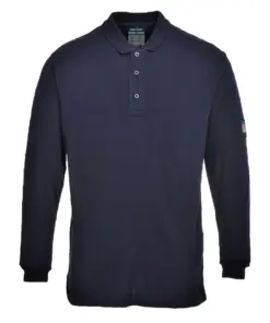 Portwest FR10 Modaflame Knit FR Long Sleeve Polo Shirt in Navy