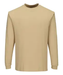 Portwest FR11 Modaflame Knit FR Long Sleeve T-Shirt in Tan