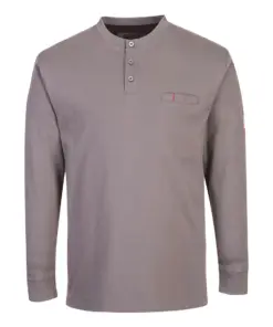 Portwest FR32 Bizflame Knit FR Long Sleeve Henley in Grey