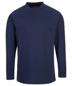 Portwest FR33 Bizflame Knit FR Long Sleeve T-Shirt in Navy