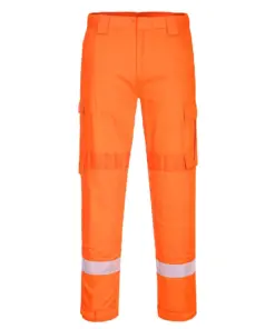 Portwest FR401 Bizflame Work Lightweight Stretch Panelled FR Trousers in Orange