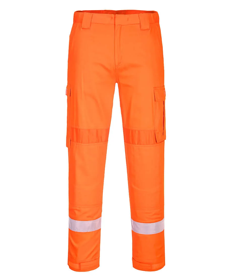 Portwest FR401 Bizflame Work Lightweight Stretch Panelled FR Trousers in Orange