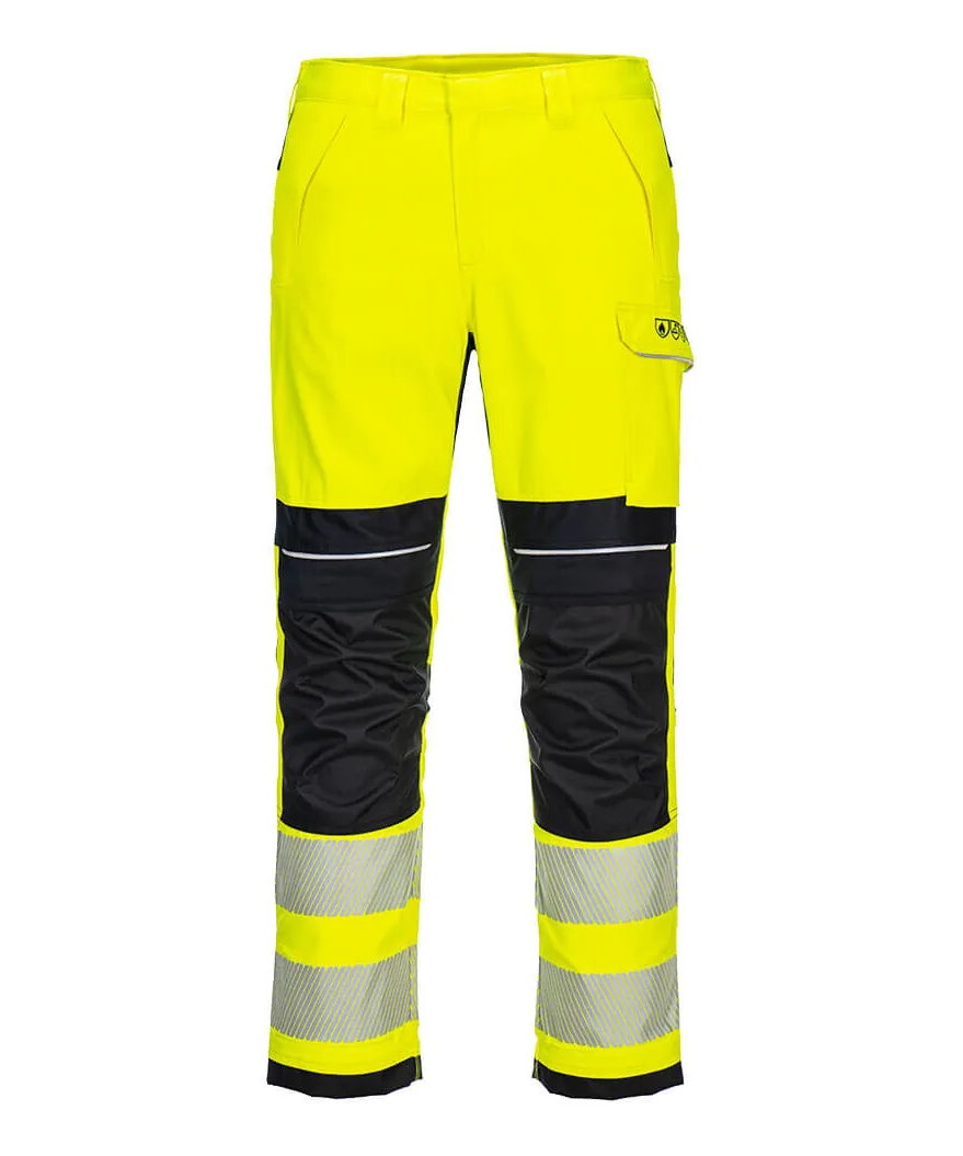 Portwest FR406 PW3 Modaflame Work Hi-Vis Multi-Norm FR Trousers in Yellow/Black