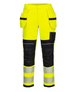 Portwest FR407 PW3 Modaflame Work Hi-Vis FR Holster Trousers in Yellow/Black