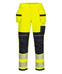 Portwest FR407 PW3 Modaflame Work Hi-Vis FR Holster Trousers in Yellow/Navy
