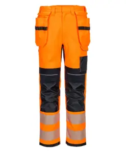 Portwest FR415 PW3 Modaflame Work HVO FR Holster Trousers in Orange/Navy