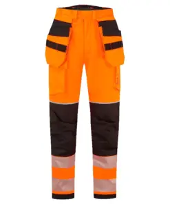 Portwest FR427 PW3 Modaflame Rain+ Hi-Vis FR Winter Holster Trousers in Orange/Black
