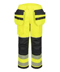 Portwest FR427 PW3 Modaflame Rain+ Hi-Vis FR Winter Holster Trousers in Yellow/Black