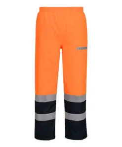 Portwest FR434 Bizflame Rain+ Hi-Vis Multi-Norm Contrast FR Winter Trousers in Orange/Navy
