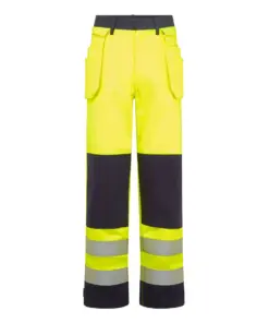 Portwest FR440 Bizflame Work Hi-Vis Contrast FR Holster Trousers in Yellow/Navy