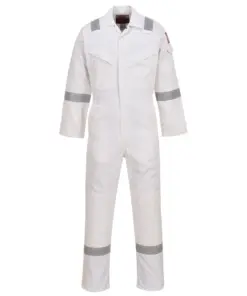 Portwest FR50 Bizflame Work FR Coverall in White