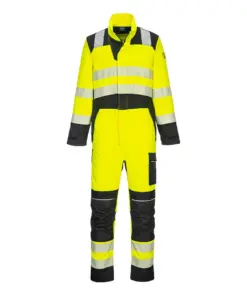 Portwest FR507 PW3 Modaflame Work Hi-Vis Multi-Norm FR Coverall in Yellow/Black