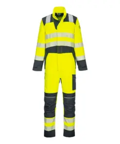 Portwest FR507 PW3 Modaflame Work Hi-Vis Multi-Norm FR Coverall in Yellow/Navy