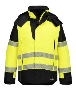 Portwest FR606 PW3 Modaflame Rain+ Hi-Vis Multi-Norm FR Winter Jacket in Yellow/Black